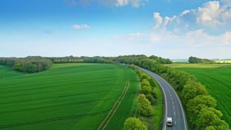 drone video captures farmland summer crop fields in the lincolnshire wolds hills