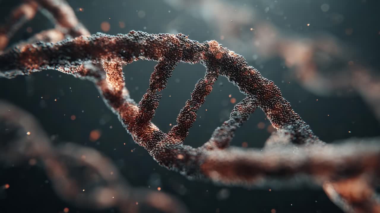 An Intricate Visualization of DNA Helix Structure: A Journey Through the Molecular World Highlighting Genetic Material in Mesmerizing Detail