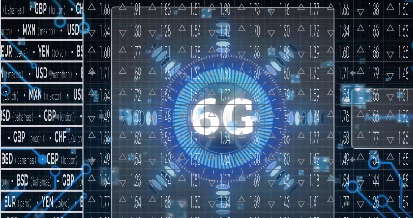 Animazione di testo 6G, scansione di indicatore ed elaborazione dati su griglia