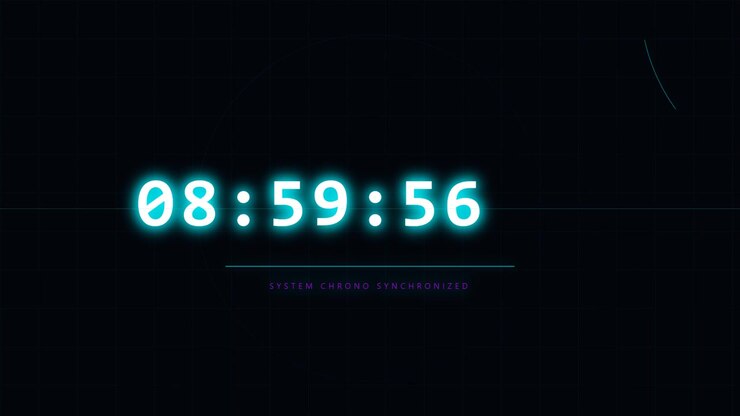 Digital Clock Display Counting Upward on Dark Background