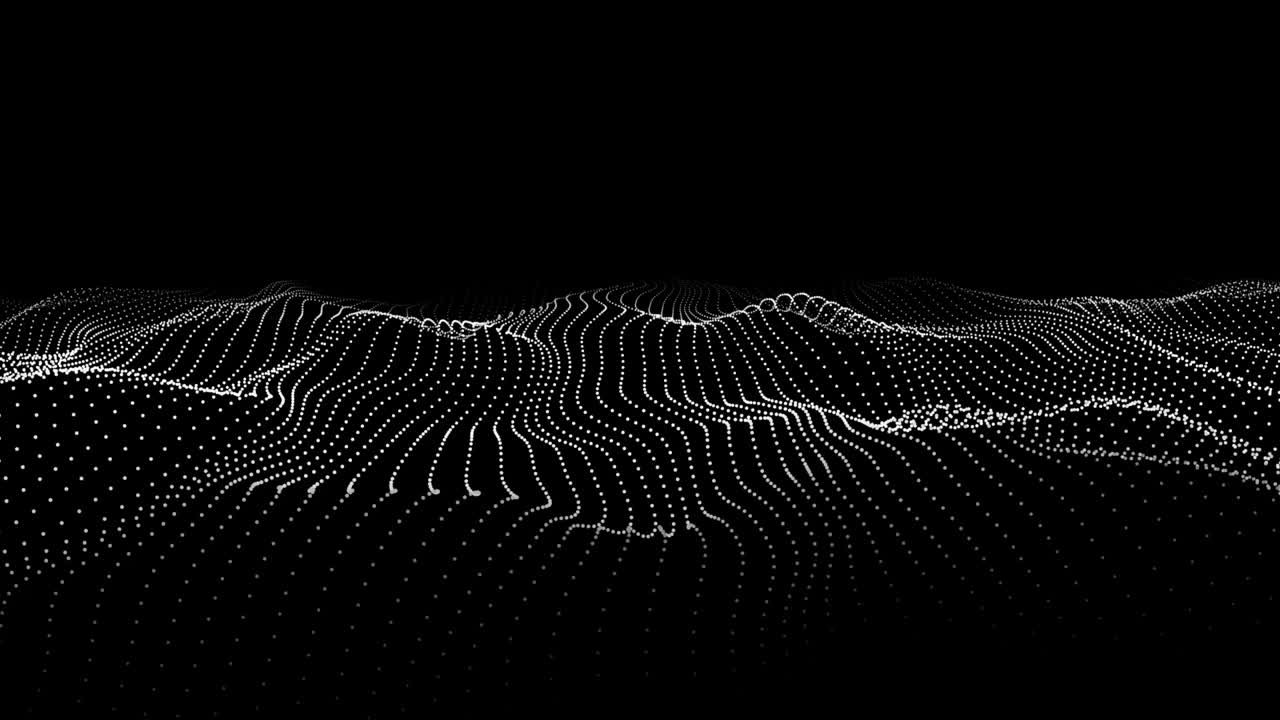 onda dinámica en un fondo oscuro abstracto. imagen de punto futurista. renderización en 3d. bucle sin costuras.