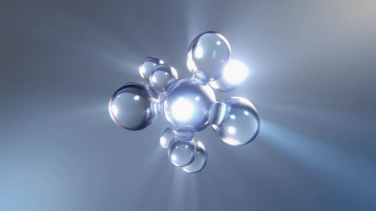 Animazione 3D astratta di sfere liquide fluttuanti