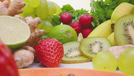 fresh fruits and vegetables on table