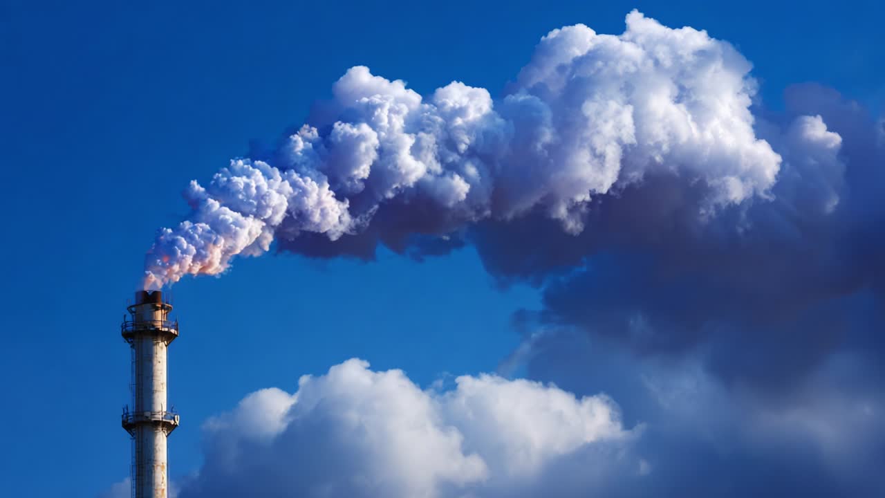 Factory Chimney Emitting Smoke into the Air