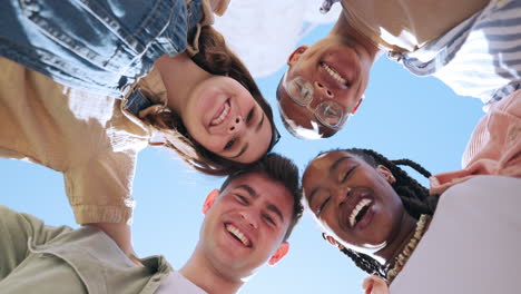 Students,-friends-and-circle-in-low-angle