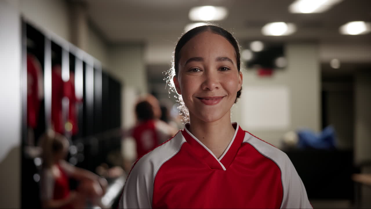 Female Soccer Player in Locker Room