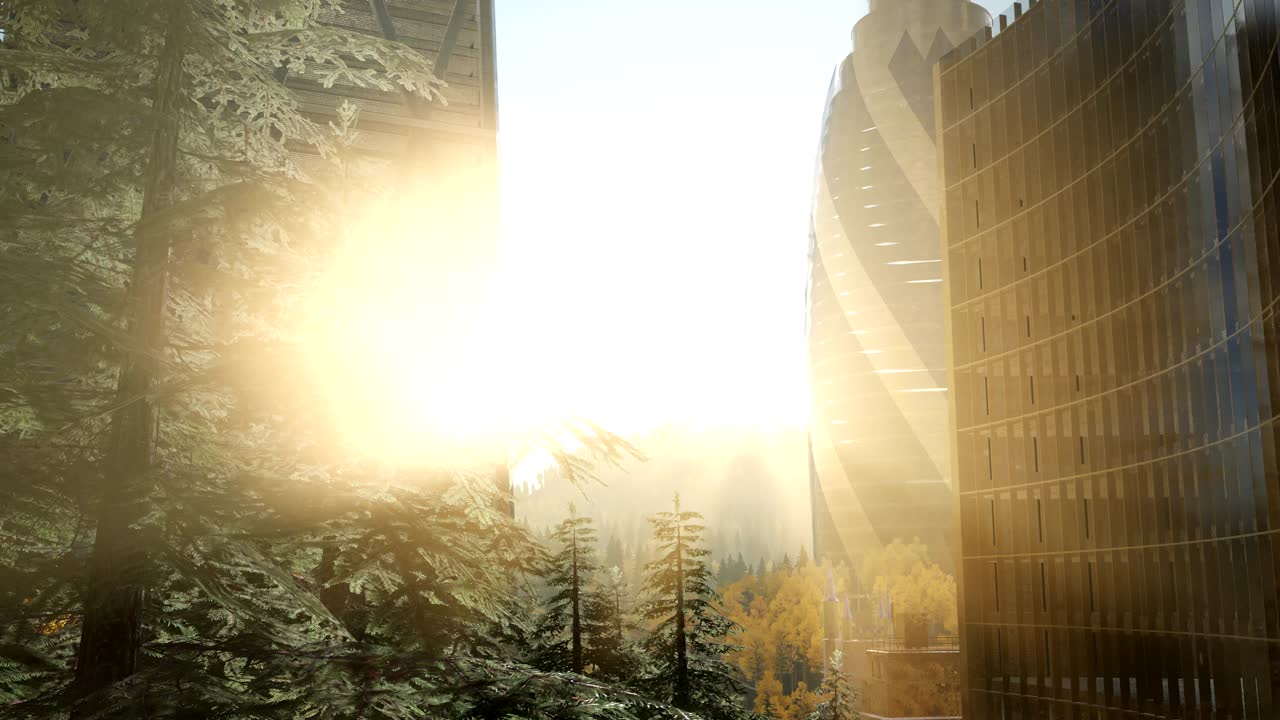 마천루와 해가 지는 곳