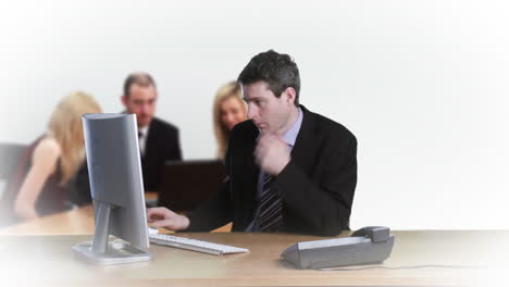 hombre de negocios trabajando durante una reunión