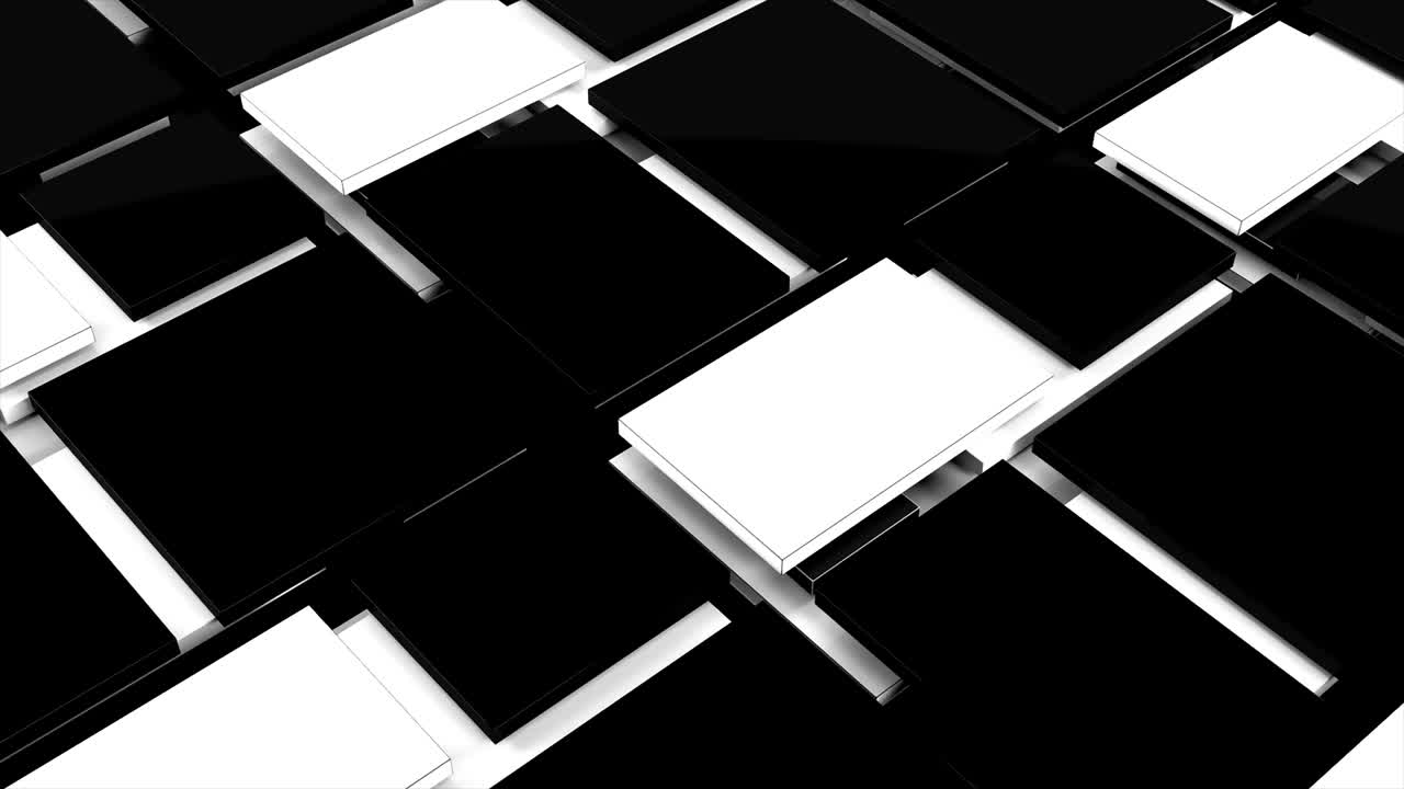Black and white cubic moving surface. Abstract background. Motion design. Geometric pattern