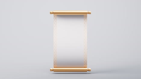 Blank golden Chinese ancient reel banner, 3d rendering