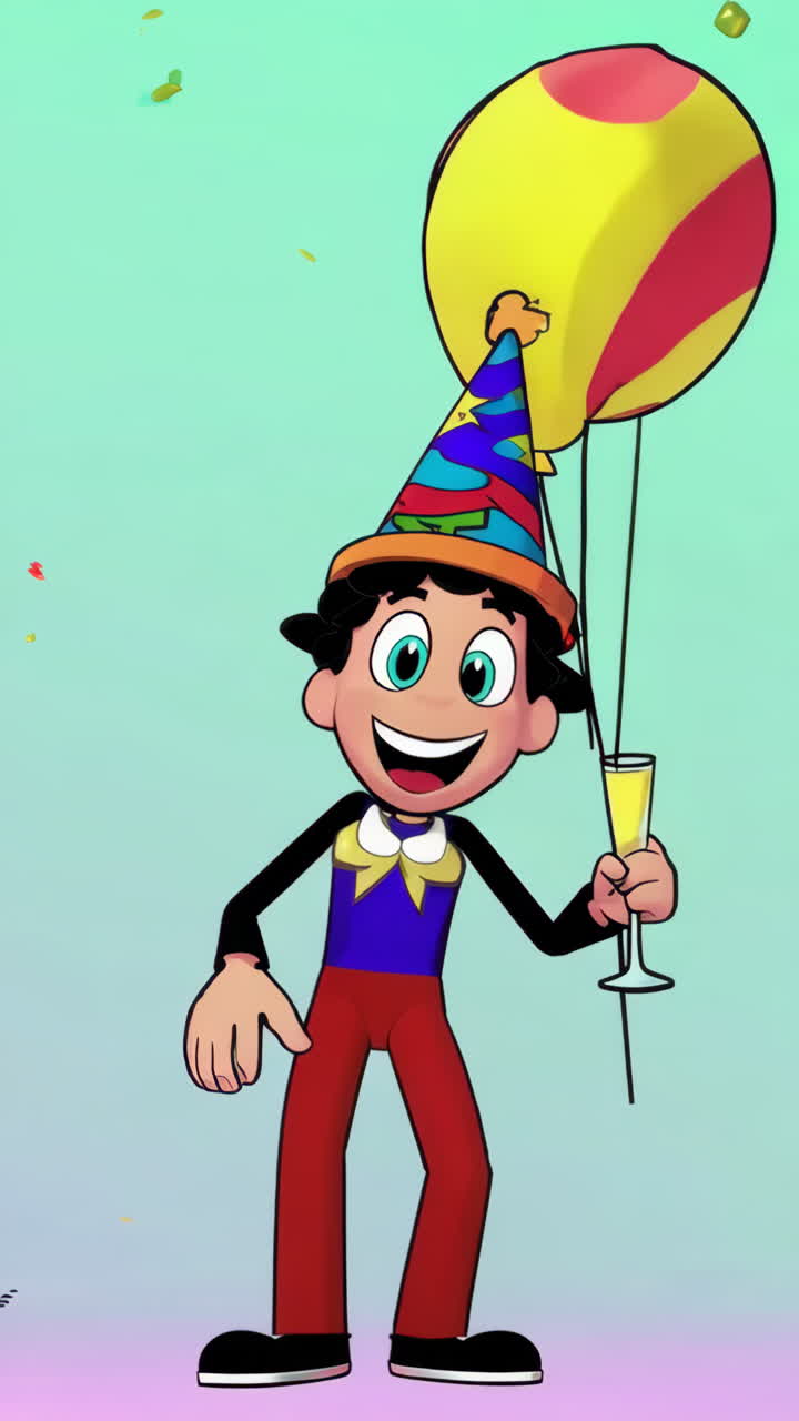Happy Cartoon Character Celebrating