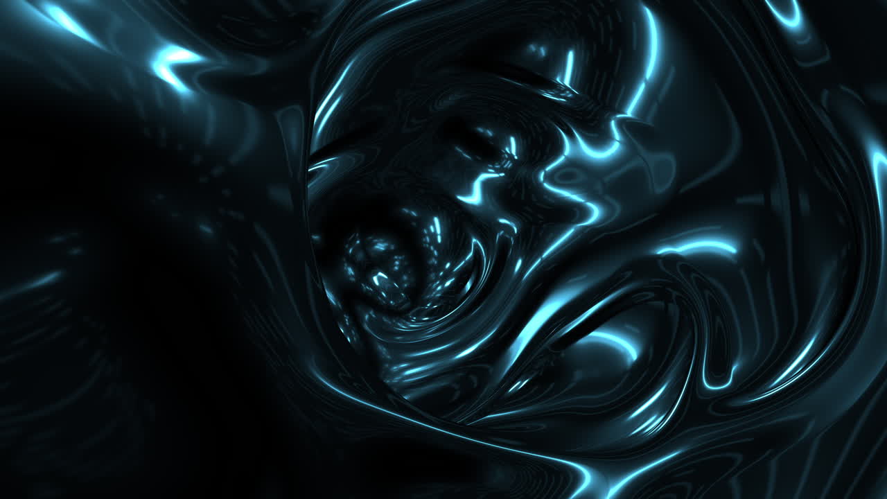 Flowing blue liquid steel on black gradient