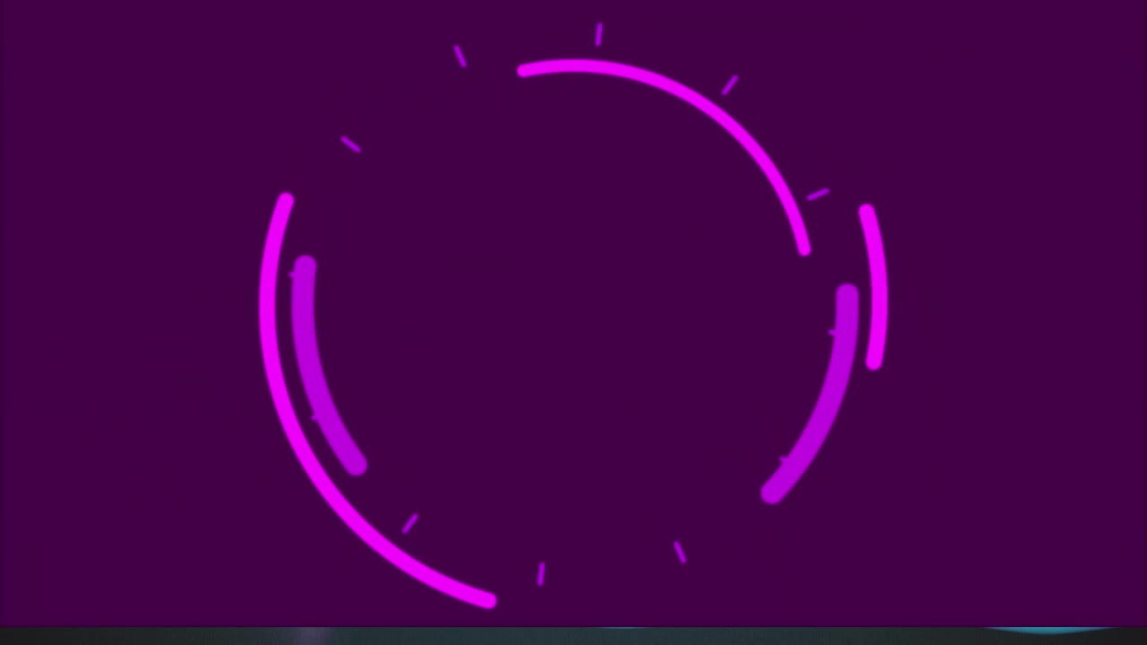 Escáner redondo morado y rastros de luz contra ondas digitales de fondo