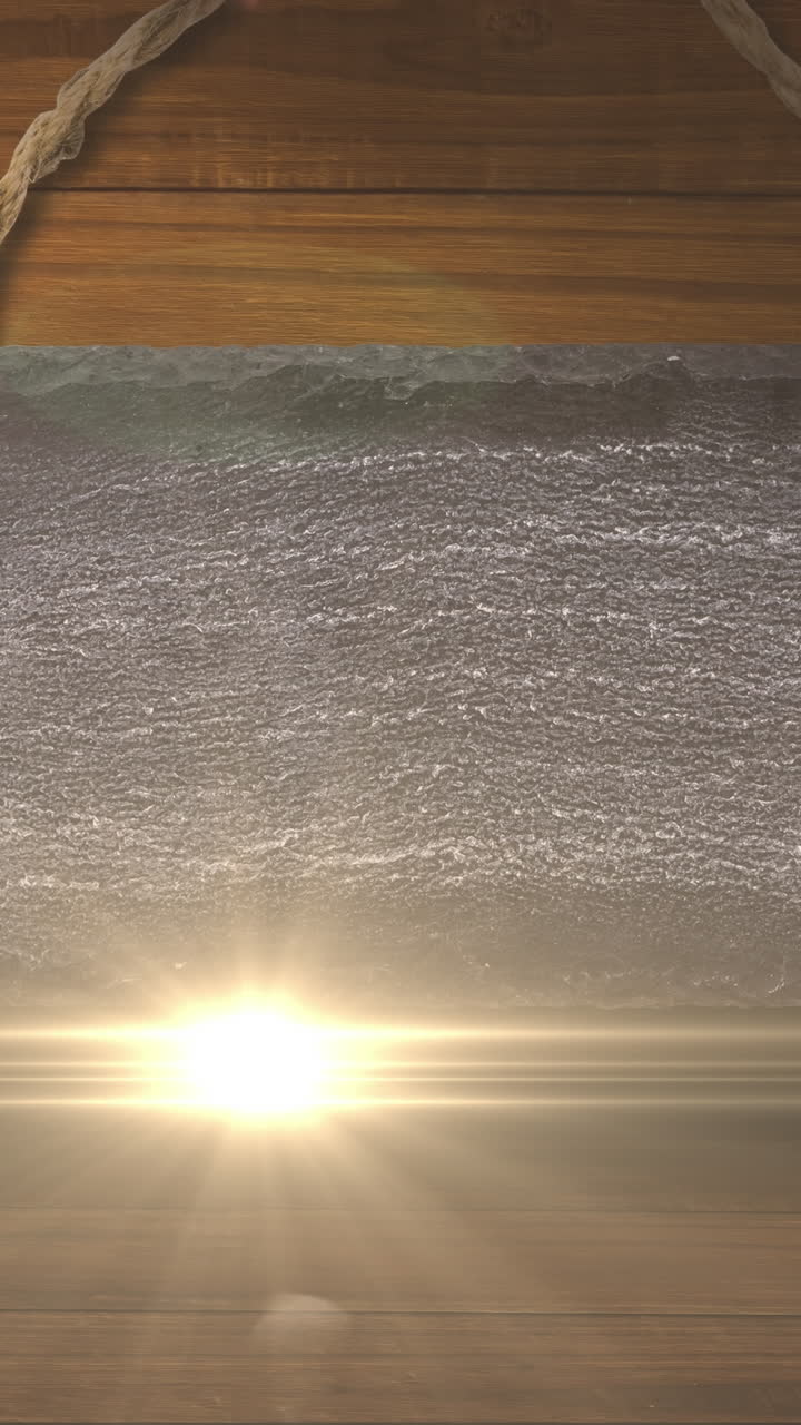 animación de luces sobre botella y vaso de vino tinto sobre fondo de madera con etiqueta