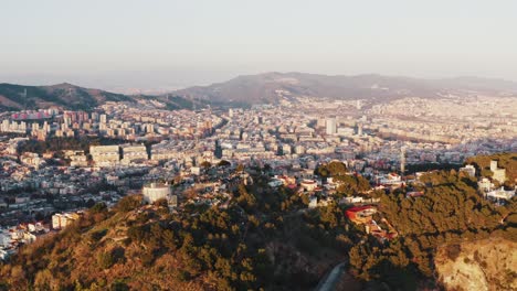 aerial shot on barcelona from above turo de la rovira