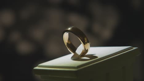 exhibición de anillos de oro
