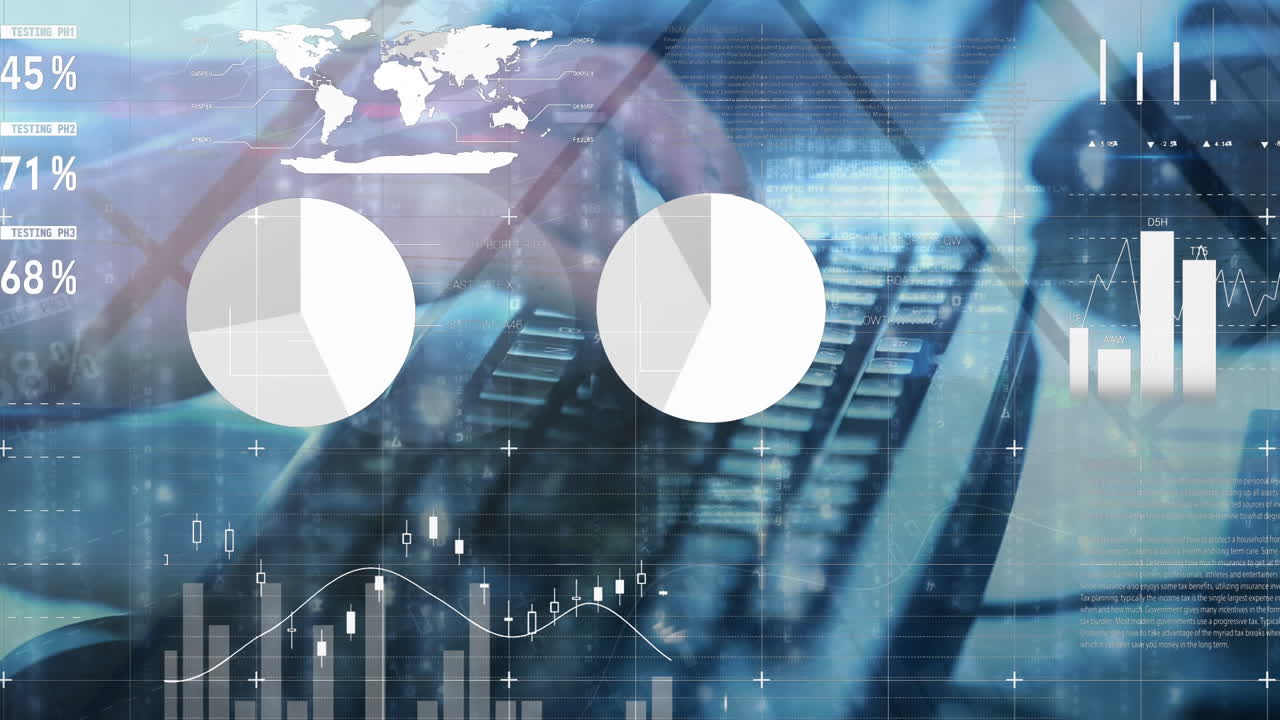 animazione dell'elaborazione dei dati finanziari sull'uomo utilizzando il computer