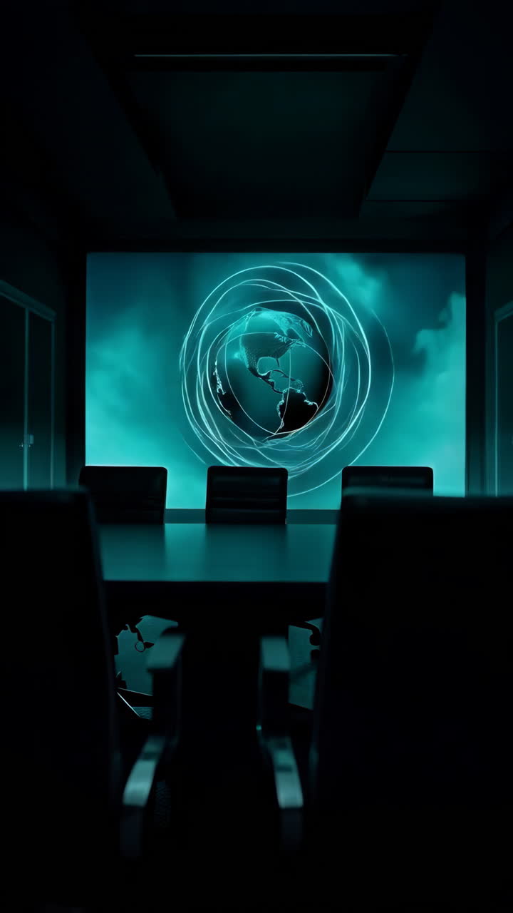 Futuristic Global Presentation in an Empty Meeting Room
