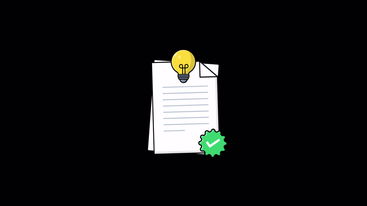 Animated Illustration of Papers with Lightbulb and Checkmark