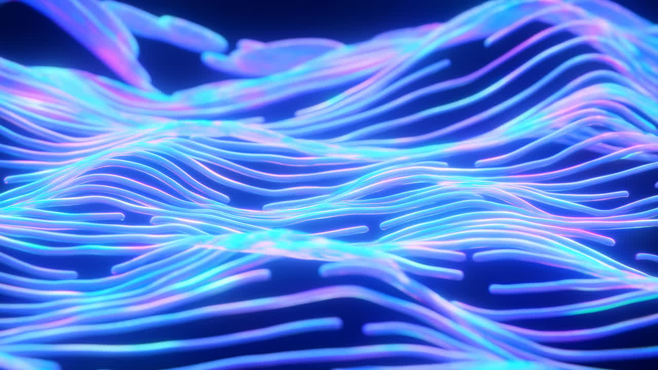 Abstract Glowing Neon Lines Undulating in a Digital Wave Pattern