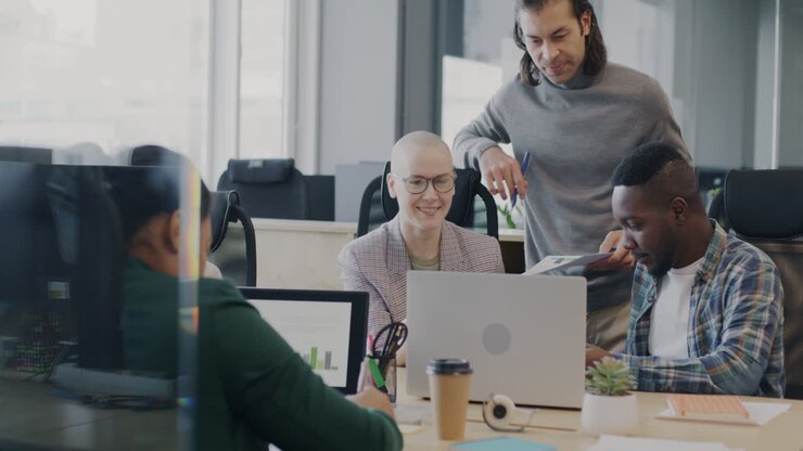 Diverse Team Collaboration in Modern Office