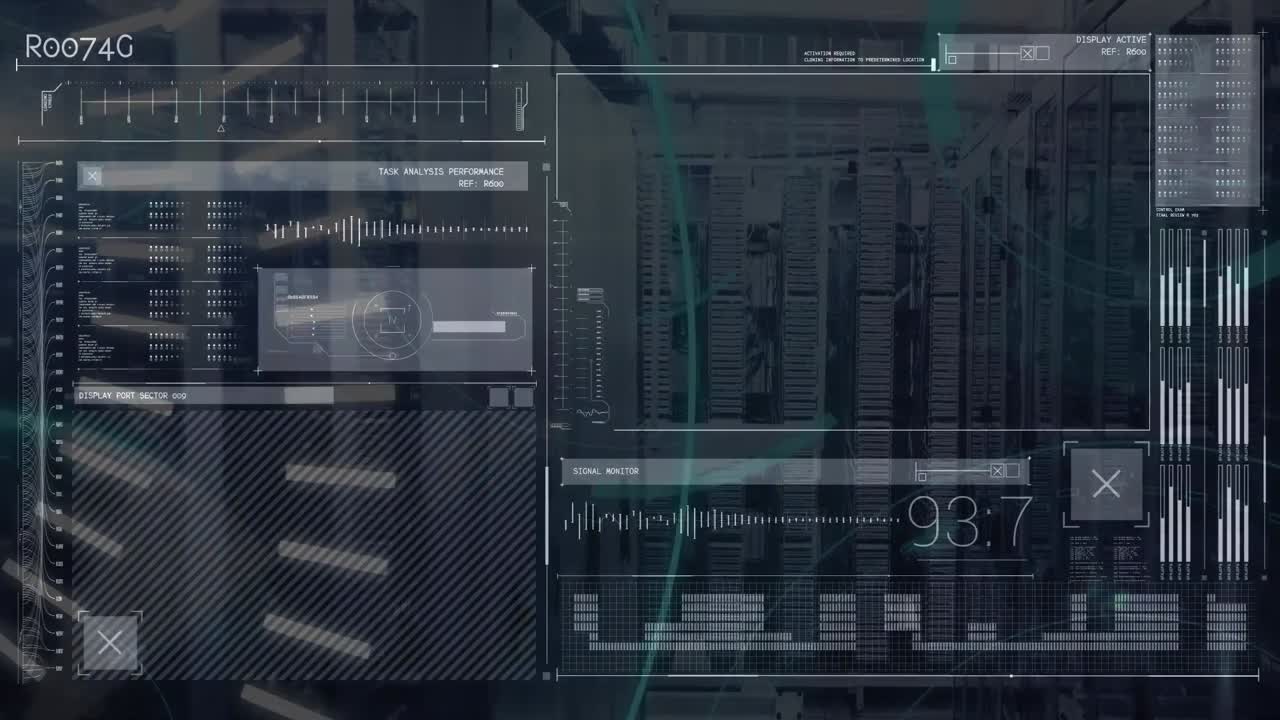 animación del procesamiento de datos y 5g sobre pantalla digital