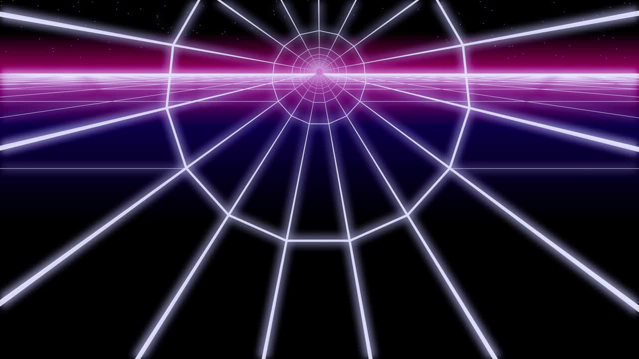 synthwave round tunnel retro background rendering in 3d
