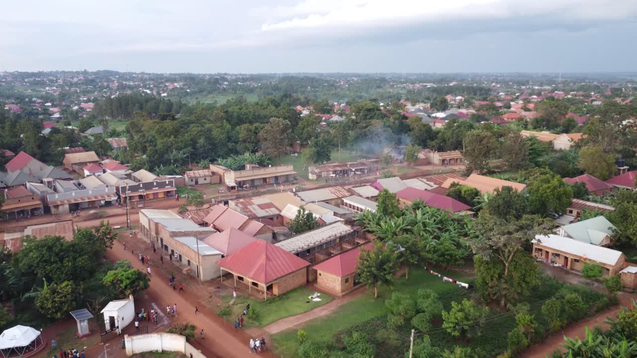 Done shot of a small Ugandan rural village