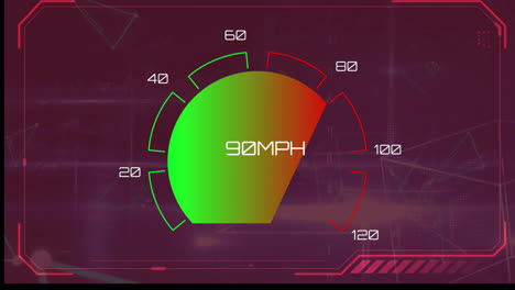 Animation-ofdata-processing-with-growing-mph-number-over-shapes-on-purple-background