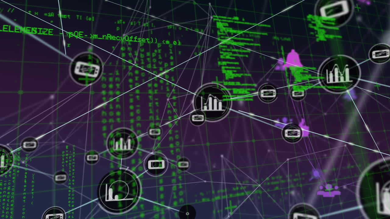 Animation of network of connections over data processing