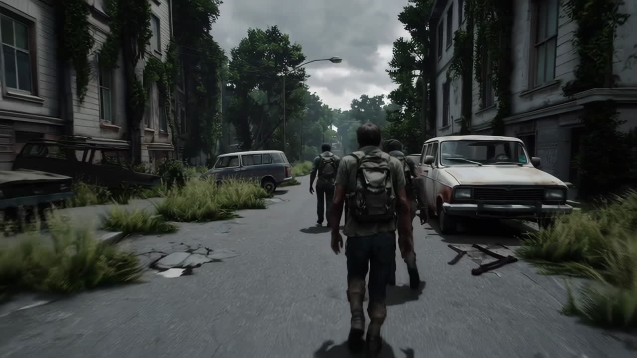 Abandoned City Street Scene with People