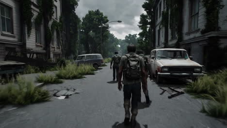 abandoned city street scene with people