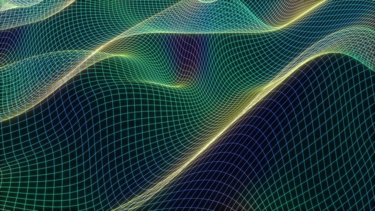 cuadrícula de ondas de color fondo colorido tecnología de la información concepto de flujo de datos ciencia medicina futurista gráfico de movimiento capaz de bucle sin costuras 4k