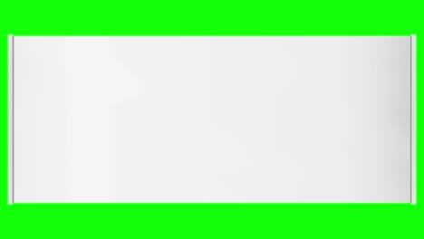 rollo horizontal banner en blanco en pantalla verde fondo clave de croma. lugar para cualquier mensaje.