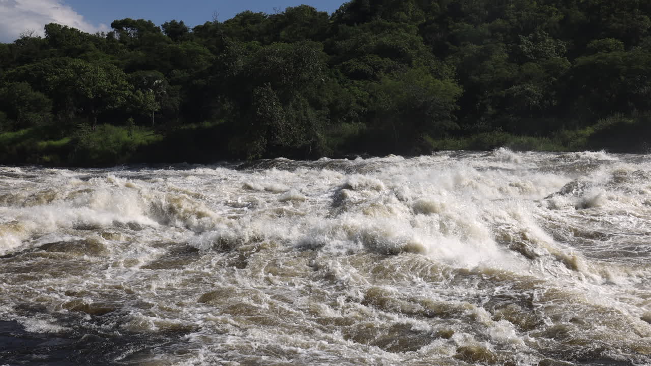 Slow motion video of Murchison Falls raging river, Uganda