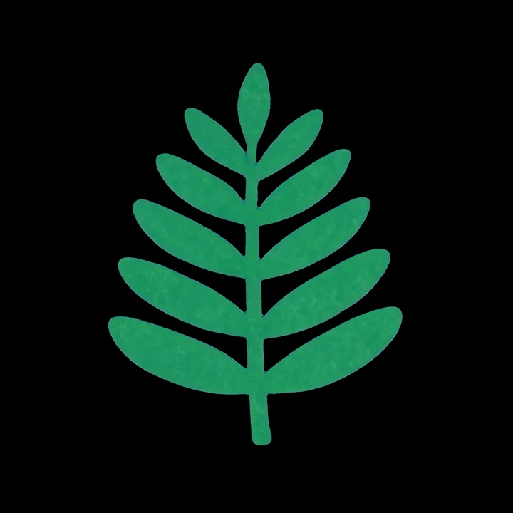 Animated Green Leaf Icon on Black Background