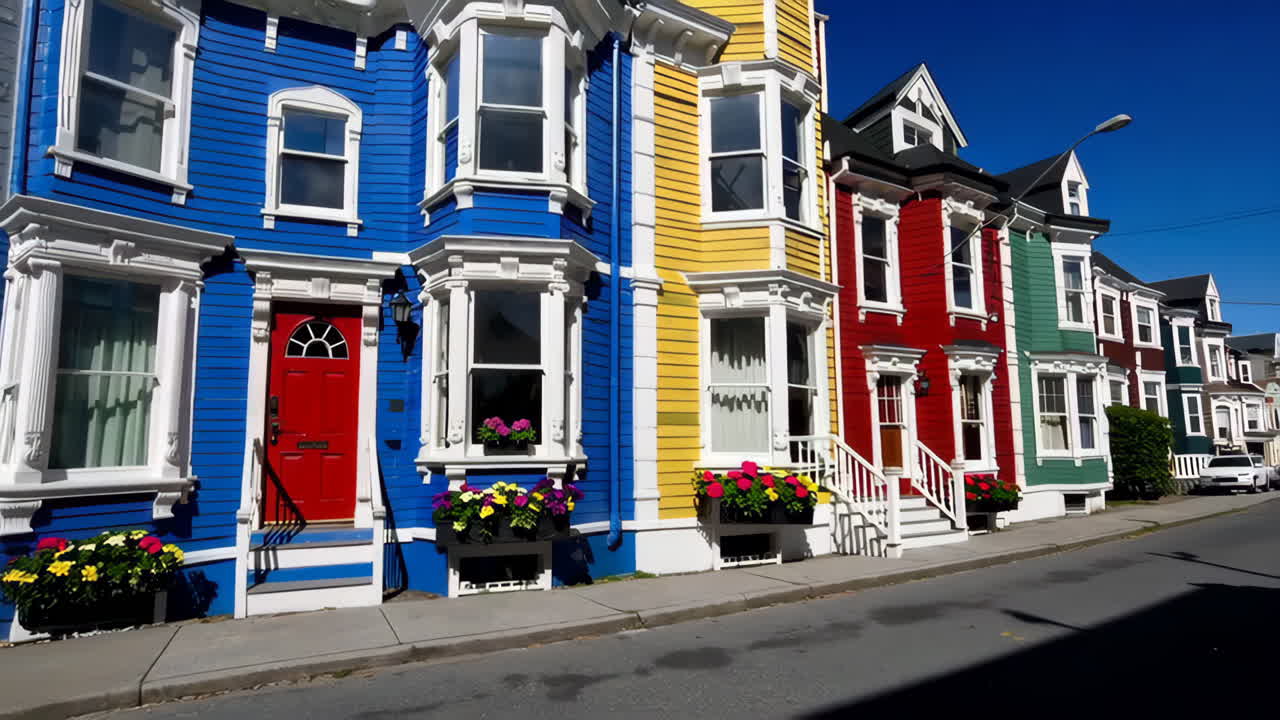 줄지어 있는 다채로운 집들