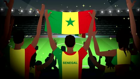 dibujos animados animando a los aficionados al fútbol de la multitud de senegal animación de fútbol