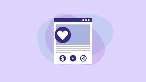 webpage template with heart social media