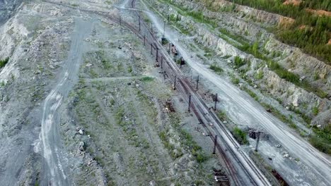 aerial view of quarry with railroad