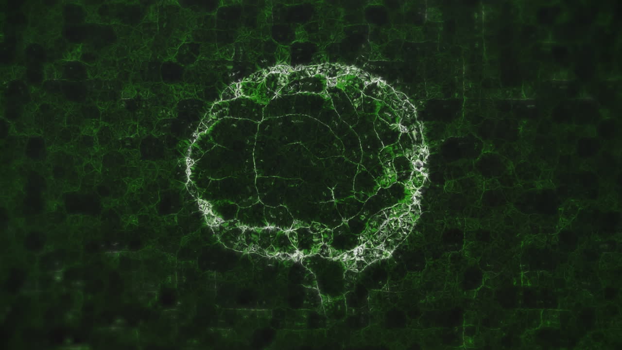 검은 바탕에 움직이는 디지털 뇌의 애니메이션