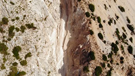 massive rift on the mountain slope near myrtos beach in kefalonia, greece