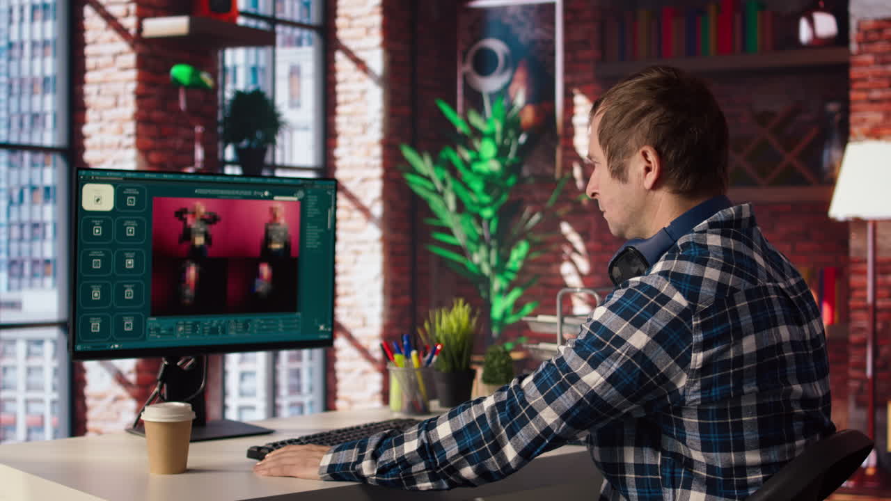 hombre usando texto para imagen modelos generativos de inteligencia artificial