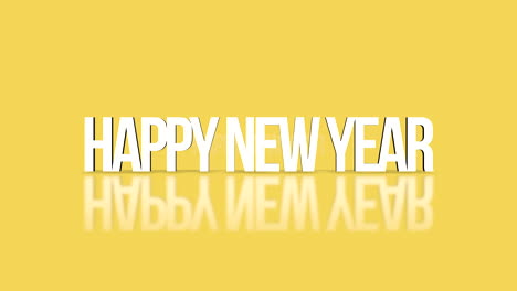 texto de feliz año nuevo rodante en degradado amarillo