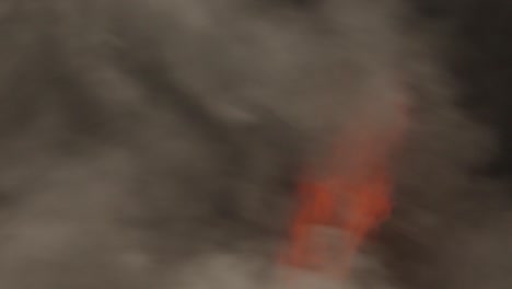 una llama grande e intensa es visible ardiendo dentro de un horno, vista a través de una fenda estrecha