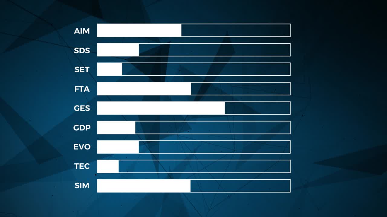 datos y estadísticas de informes, animación con diagramas gráficos.