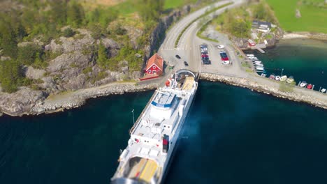 ferry unloading and loading in the harbor