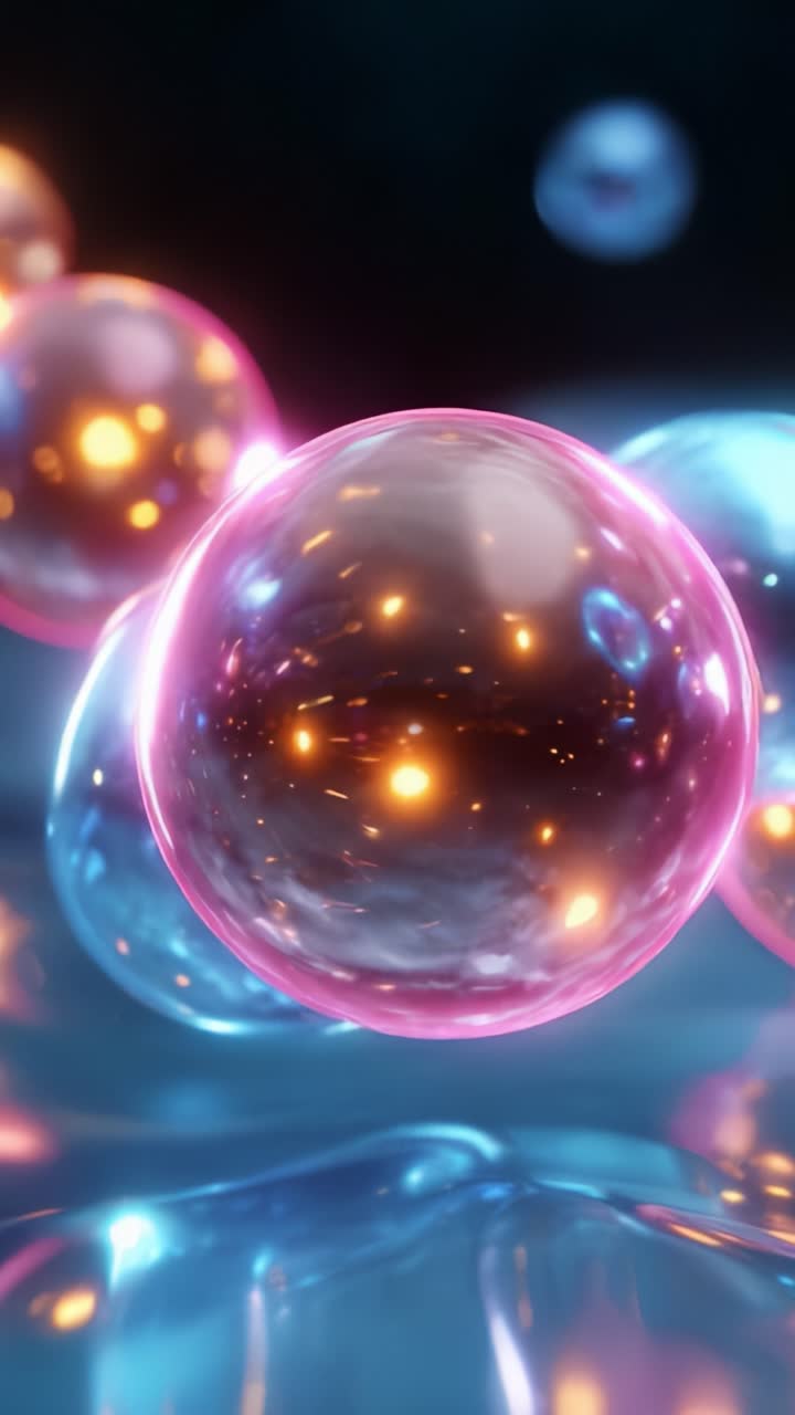 A Stunning Display of Colorful Bubbles with Luminous Reflections Captured in High Detail, Showcasing Iridescence and Natural Light in an Abstract Setting