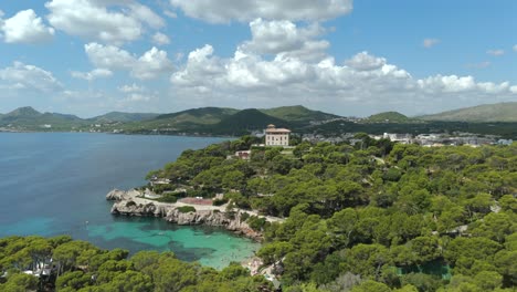 capdepera coastline and rural countryside in majorca, aerial