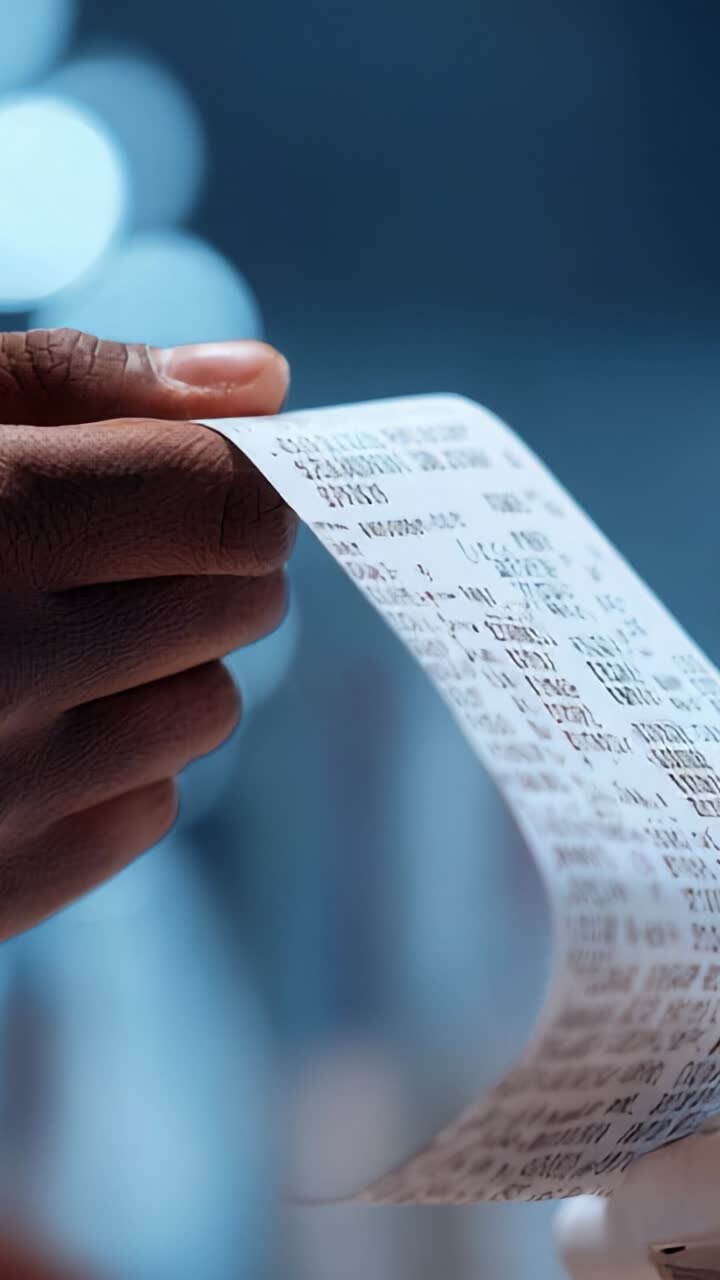 A Close-Up of a Hand Holding a Detailed Receipt with Various Printed Items and Prices, Capturing the Essence of Shopping Transactions and Financial Records